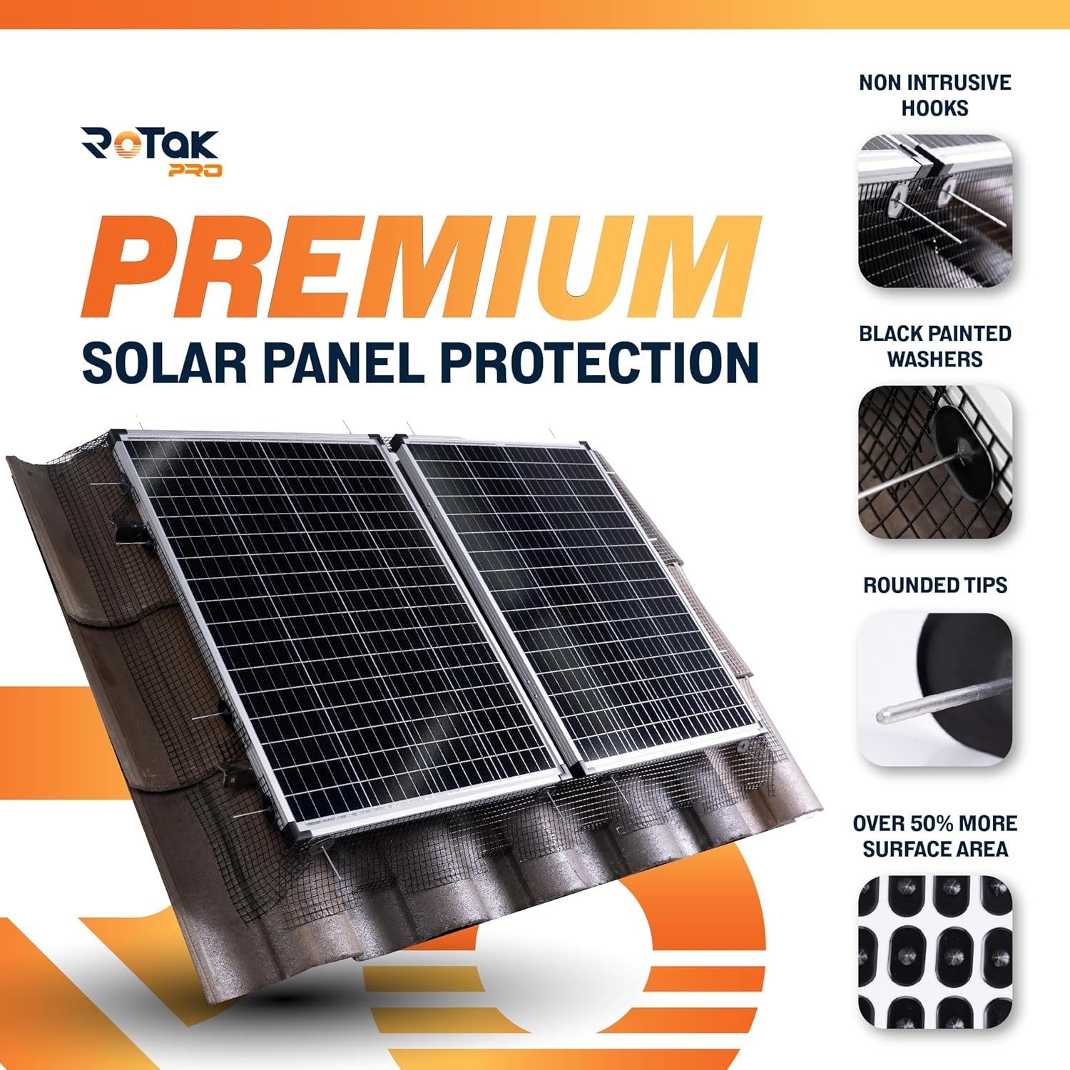 6in x 100ft Durable Solar Panel Critter Guard with 60 Fastener Clips Included