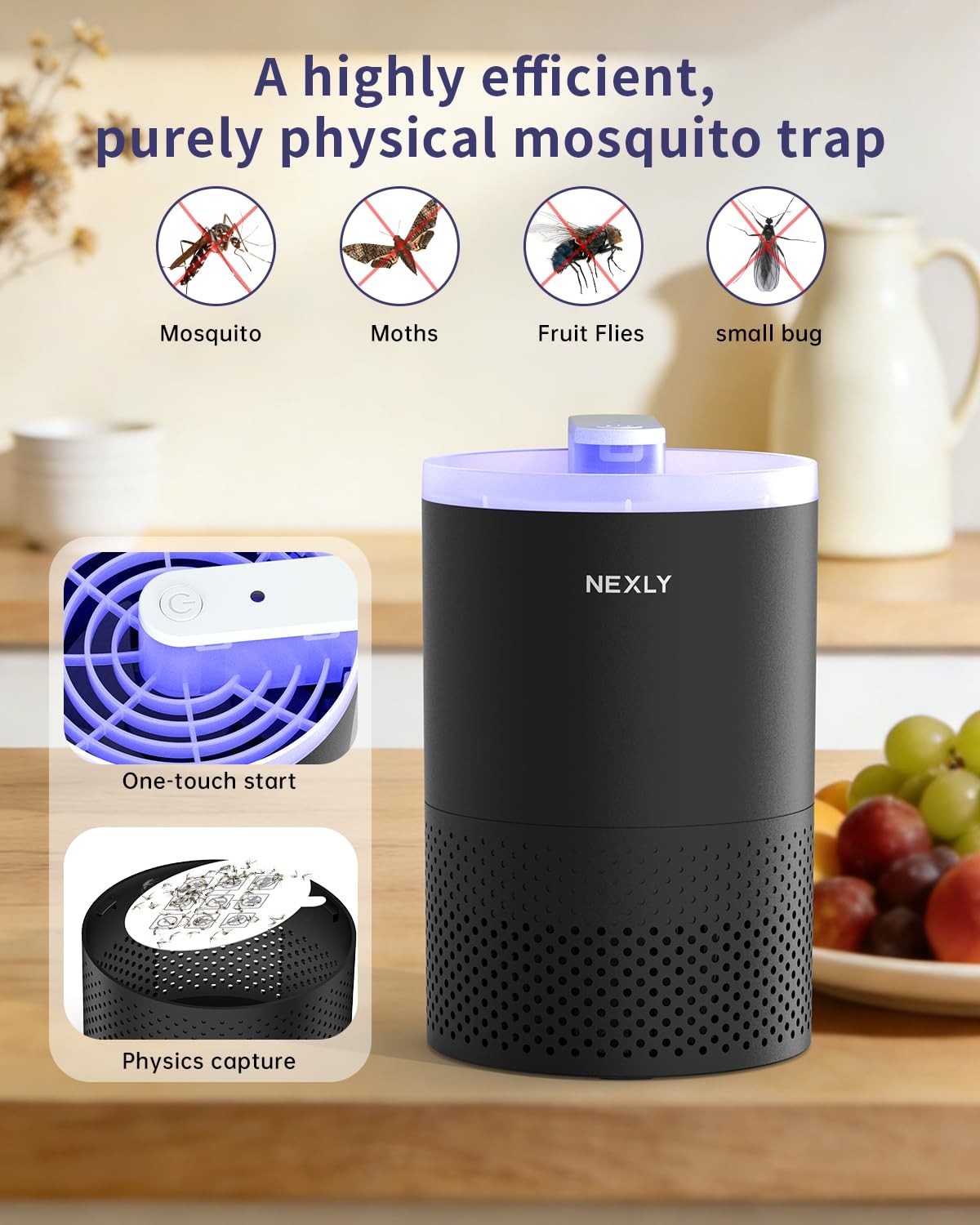 NEXLY MK029 Bug Zapper Trap Indoor in Home Mosquito Zapper Mosquito Killer Fruit
