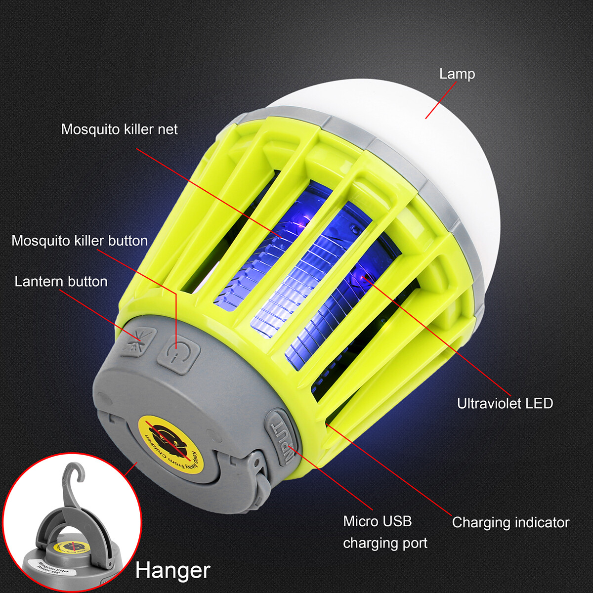 Electric Bug Zapper Outdoor Mosquito Insect Killer Lamp Fly Trap Camping Lantern