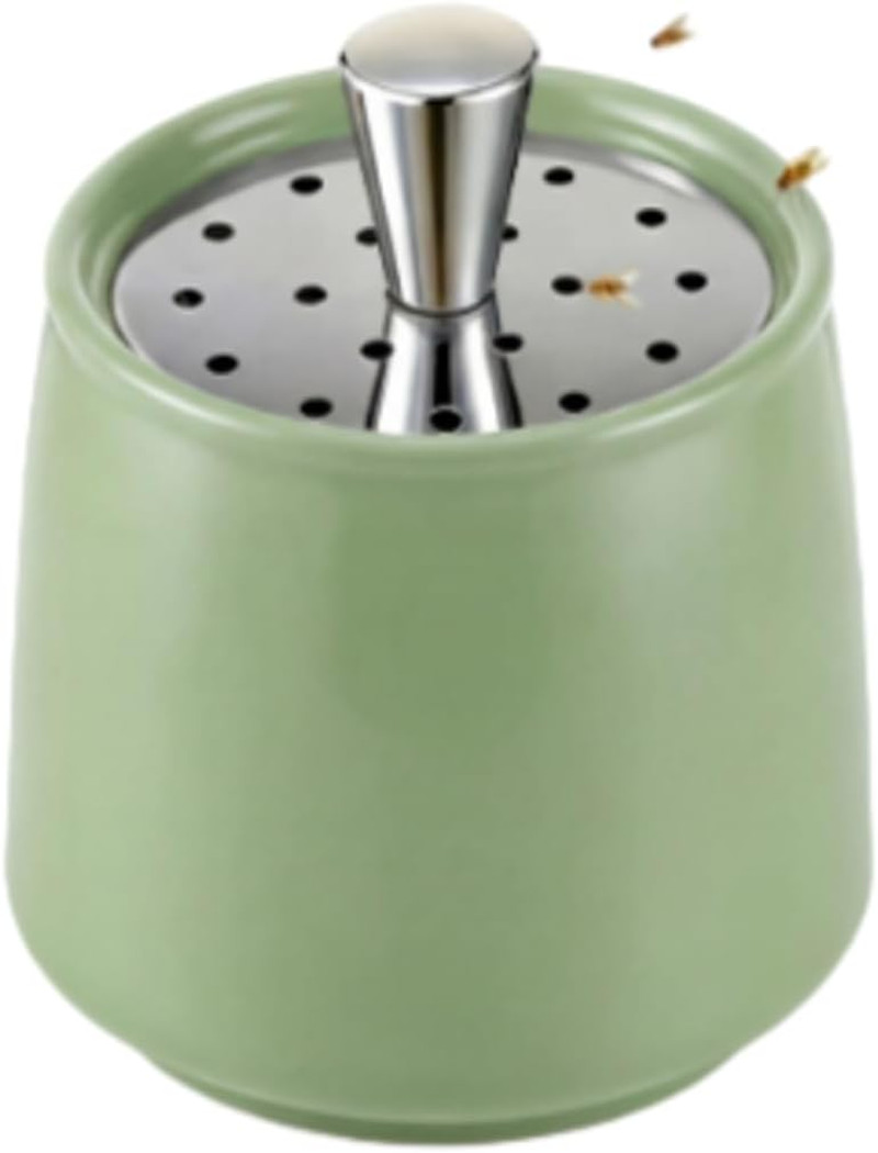 Ceramic Fruit Fly Trap for Indoors, Reusable Kitchen Fly Catcher with Stainless