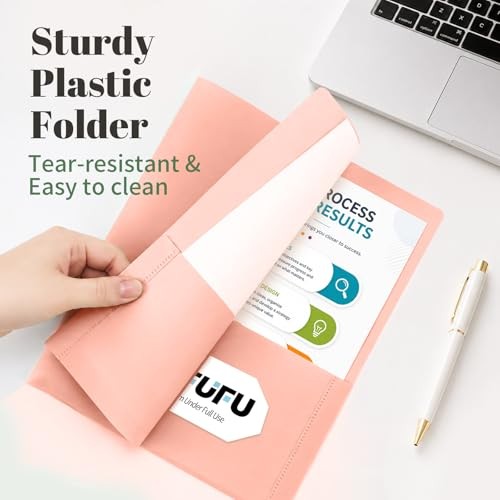 2 Pocket Plastic Folders, 8 Pack, Durable Letter Size File Folders with 4