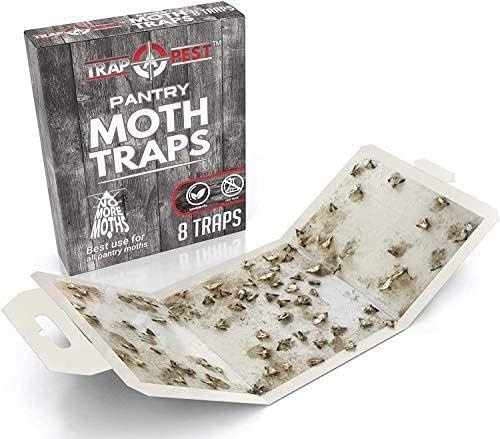 8-Pack Pantry Moth Traps — Pheromone Glue Traps, Antibacterial, Safe