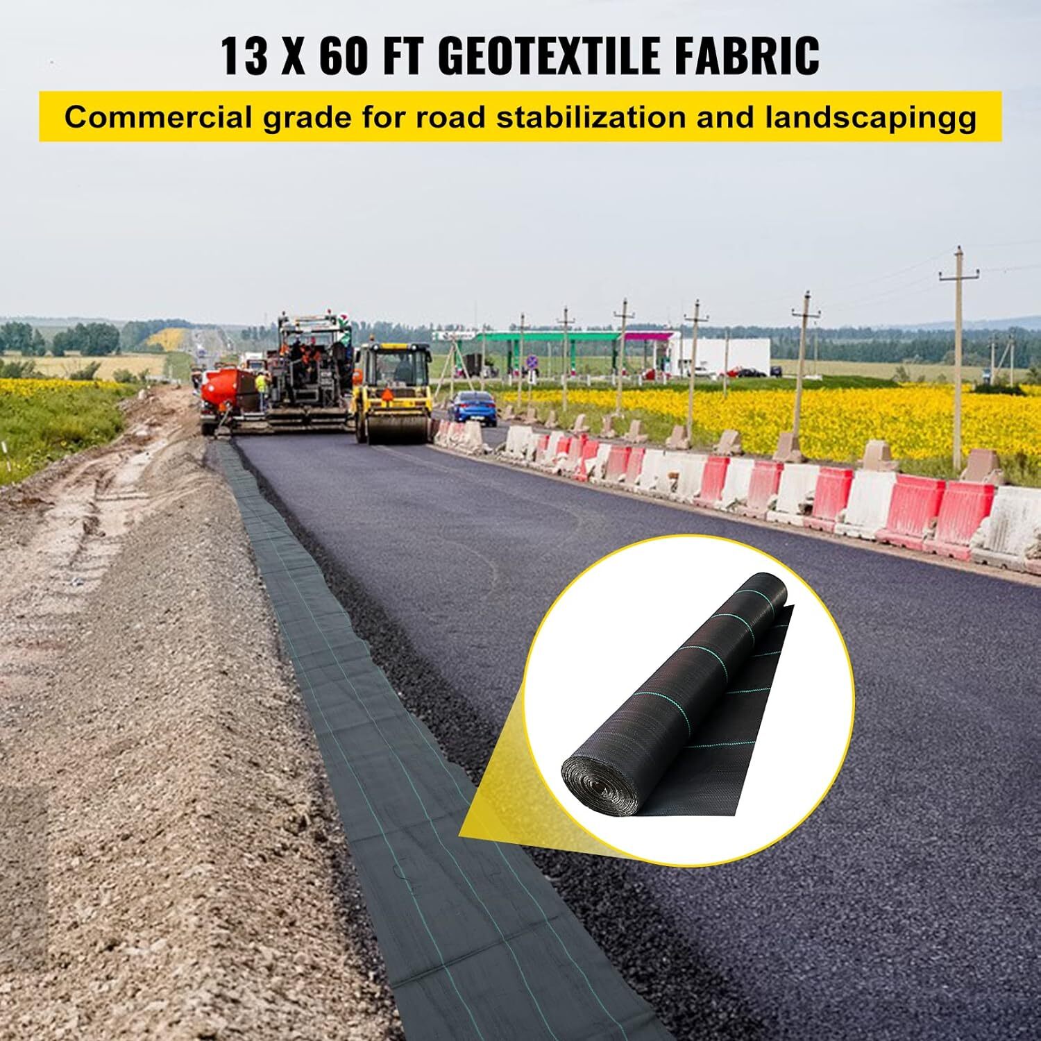 Happybuy Driveway Fabric, 13x60ft Commercial Grade Landscape 13FTx60FT-5OZ