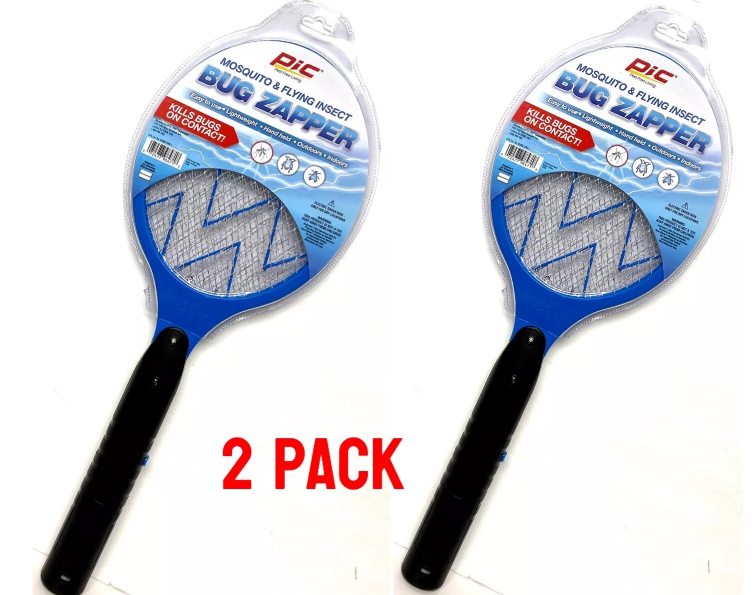 2 PACK Electric Swatter Fly Handheld Mosquito and Flying Insect Bug Zapper