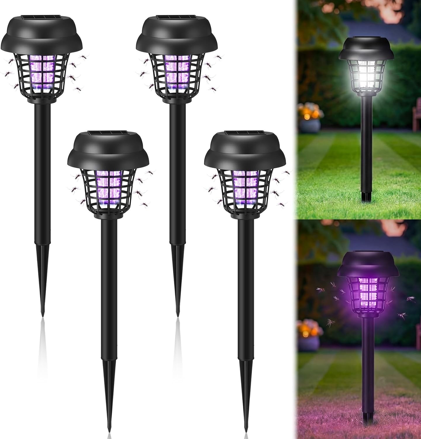 4Pack Solar Bug Zapper Outdoor Waterproof Mosquito Repellent Patio Trap & Killer