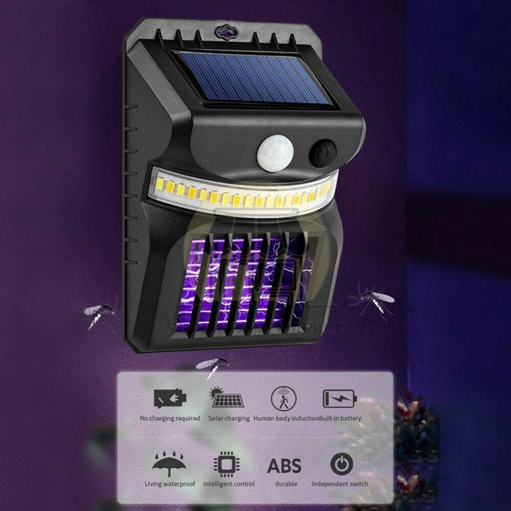 Solar Power Outdoor Mosquito Insect Killer LED Light Trap Fly Bug Zapper Lamps