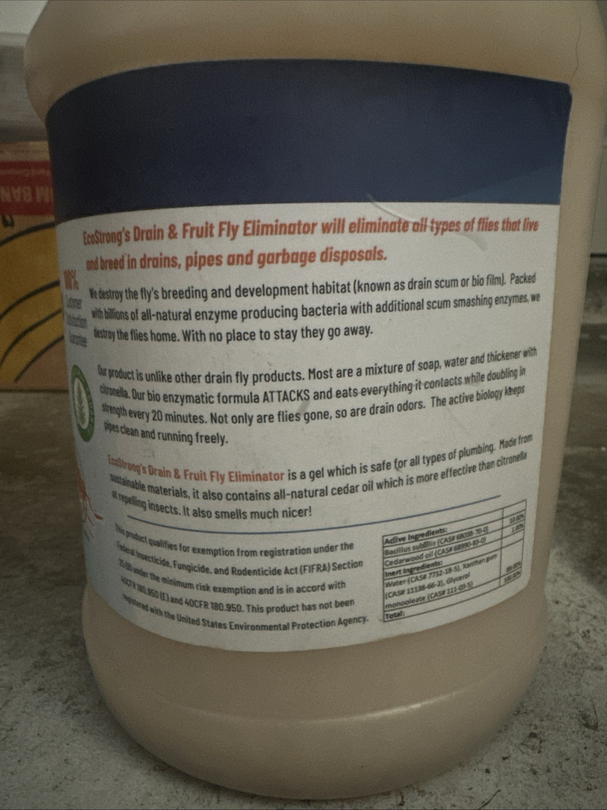 Fruit Fly Drain Treatment EcoStrong Drain Fly Eliminator 1 Gallon 32 Treatments