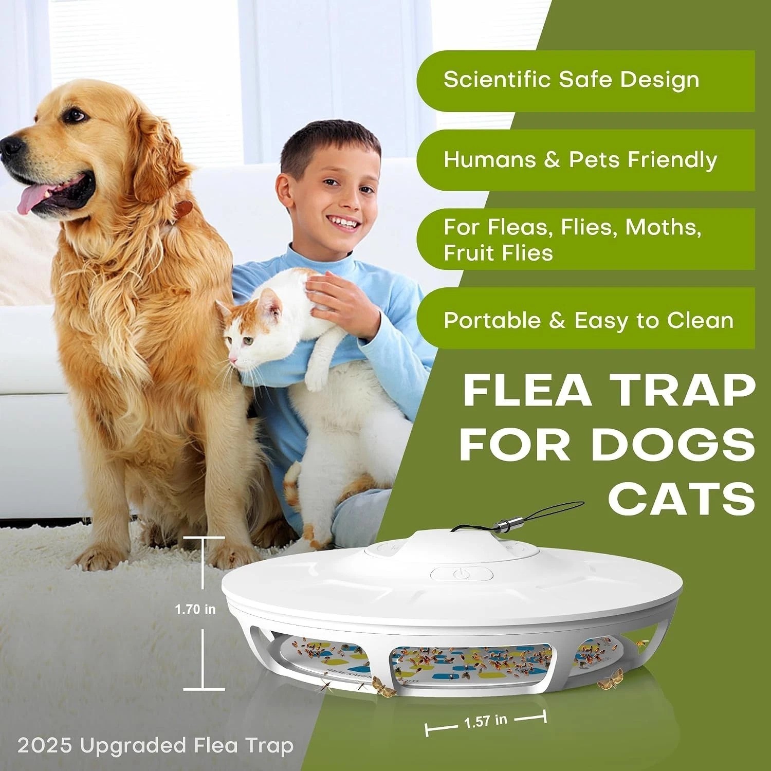 Indoor Portable Flea Trap with 5 Refill Pads, 9 Light Modes – Covers 600 ft²