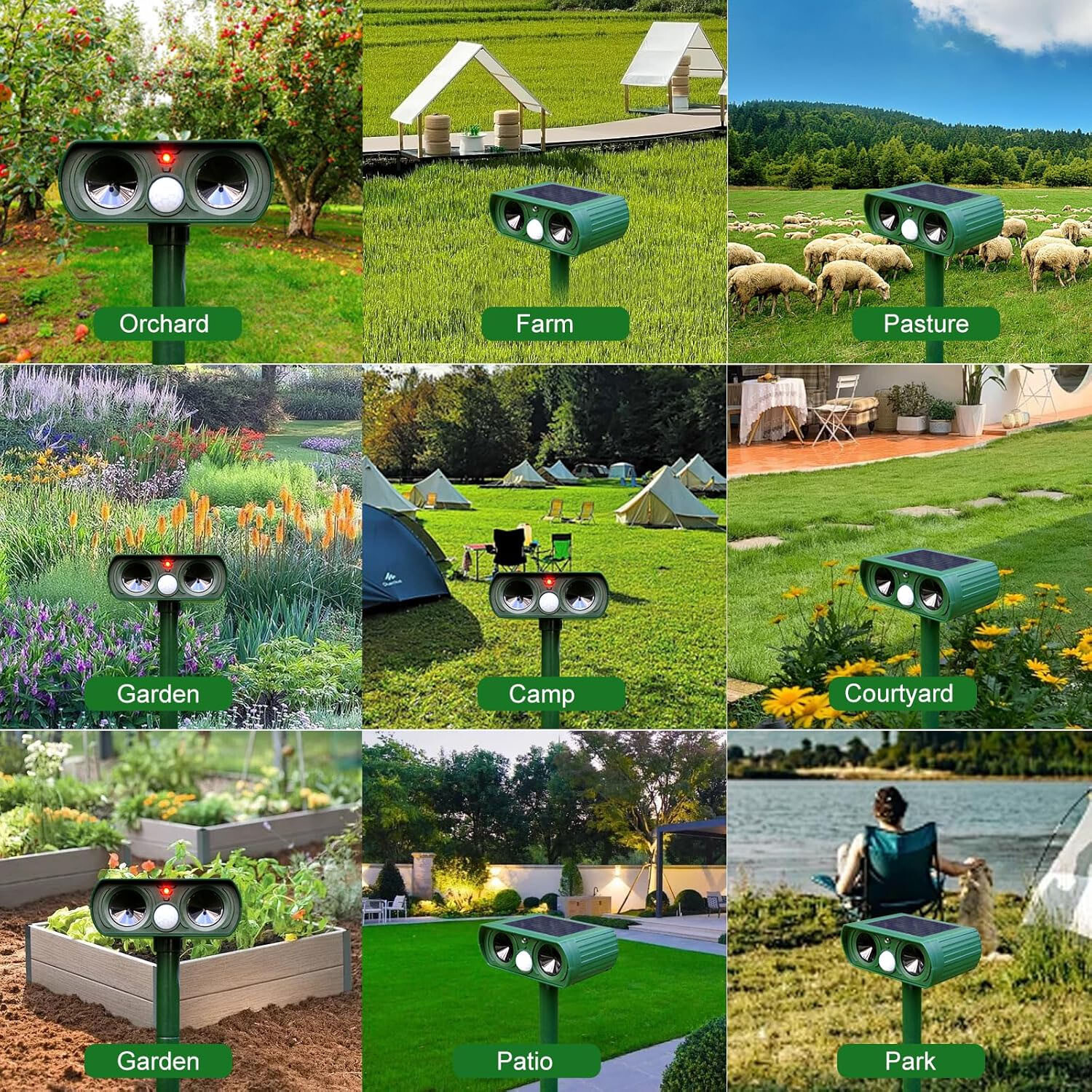 Outdoor Solar Animal Repeller Ultrasonic Pest Repellent for Dogs, Cats Squirrels