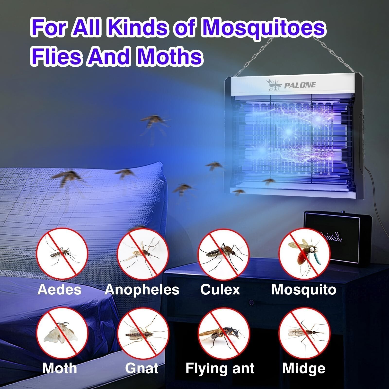 2 PACK Mosquito Zapper Indoor,Electric UV Insect Killer for Kitchen,Home,Yard,w
