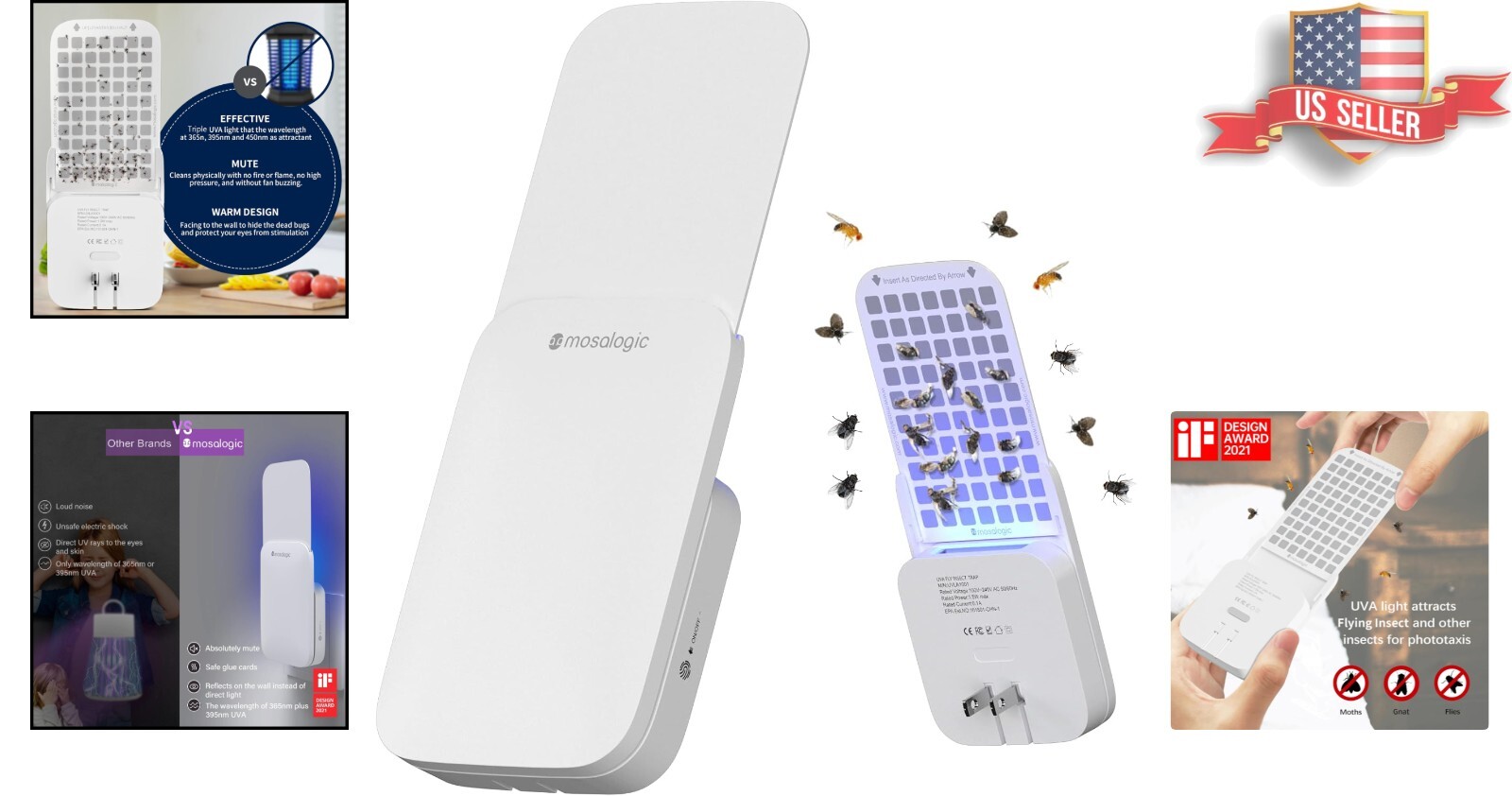 Modern Indoor UV Bug Trap & Soft Night Light – Mosquito & Moth Catcher Set of 2