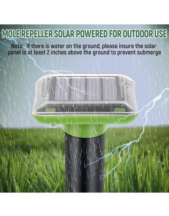 4 PCs Solar Power Ultrasonic Repellent Mice Gopher Mole Snake Squirrel Repeller