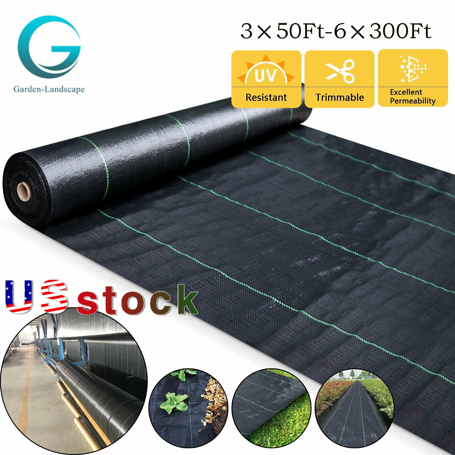 Heavy Duty Weed Barrier Fabric Woven Earthmat Ground Cover Landscape 3.2 OUNCE