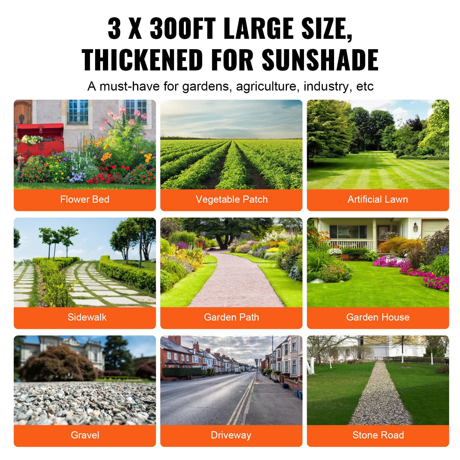 VEVOR Weed Barrier Landscape Fabric 3*300FT Heavy Duty Woven PP Weed Control Mat