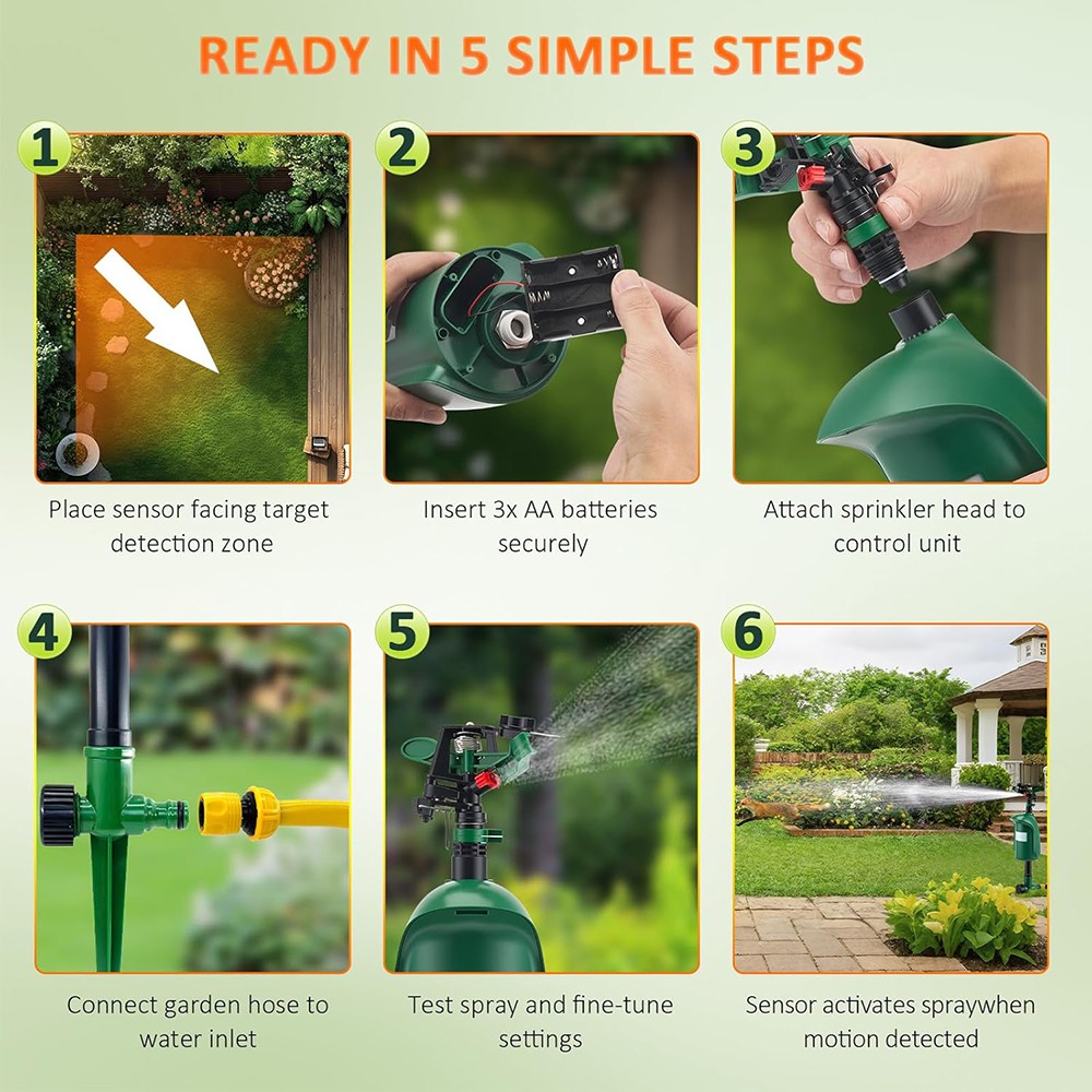 1PCS Motion Sprinkler Animal Pest Control Jet Spray Birds Repellent For Garden