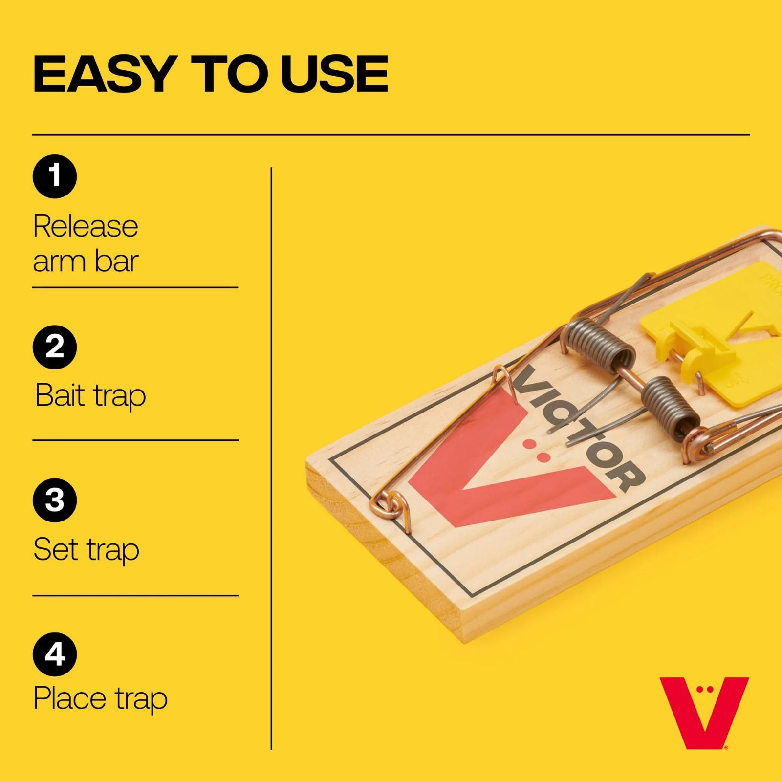 (4 pack) Victor Easy Set Extended Trigger Rat Trap – Wooden Rat Trap