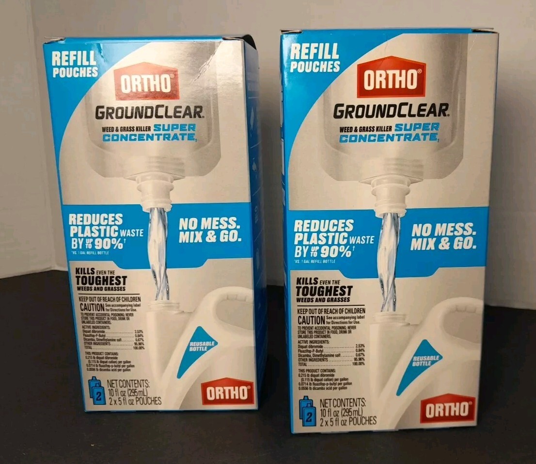 2 Ortho GroundClear Weed & Grass Killer Super Concentrate Refill Pouch, 4 x 5 OZ