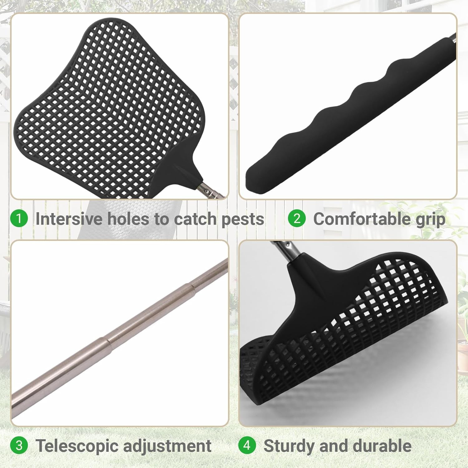2 Pack Telescopic Fly Swatter, Plastic Fly Swatter Heavy Duty Set, Manual Flyswa