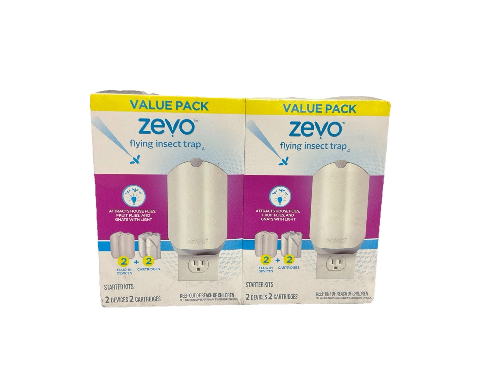 Zevo 2 Pack Indoor Flying Insect Trap Starter Kit for Gnats &Fruit Fly Wz Light