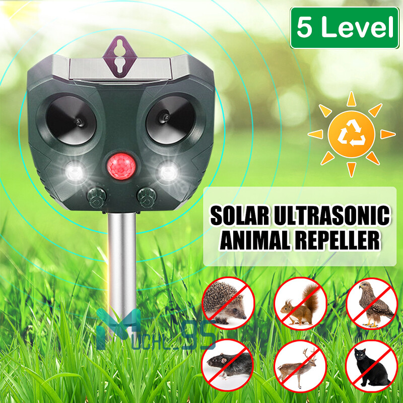 Repelente solar ultrasónico para animales para perros, gatos, pájaros y mapaches