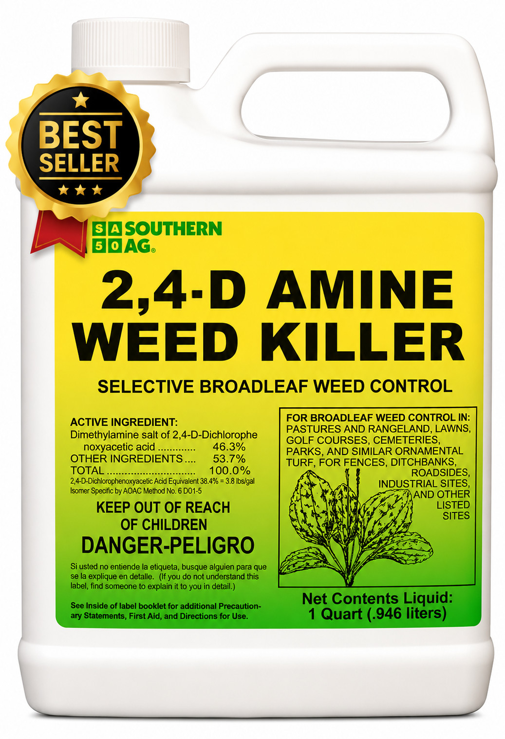 Southern Ag Amine 2,4-D Weed Killer 32oz Quart Broadleaf Herbicide