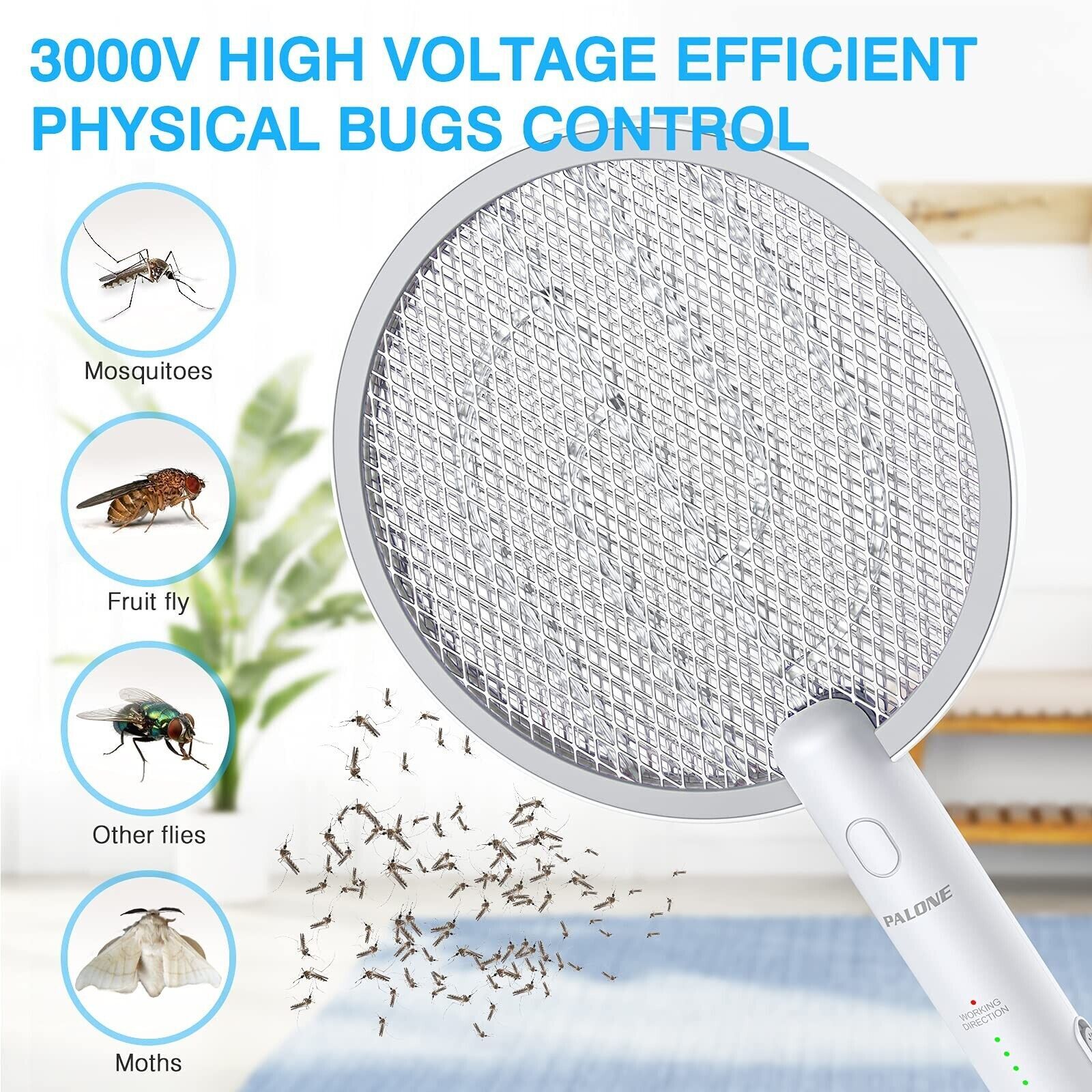 🦟 PALONE 2PCS Electric Fly Swatter 3000V Bug Zapper Racket 2 in 1 Fly Swatter