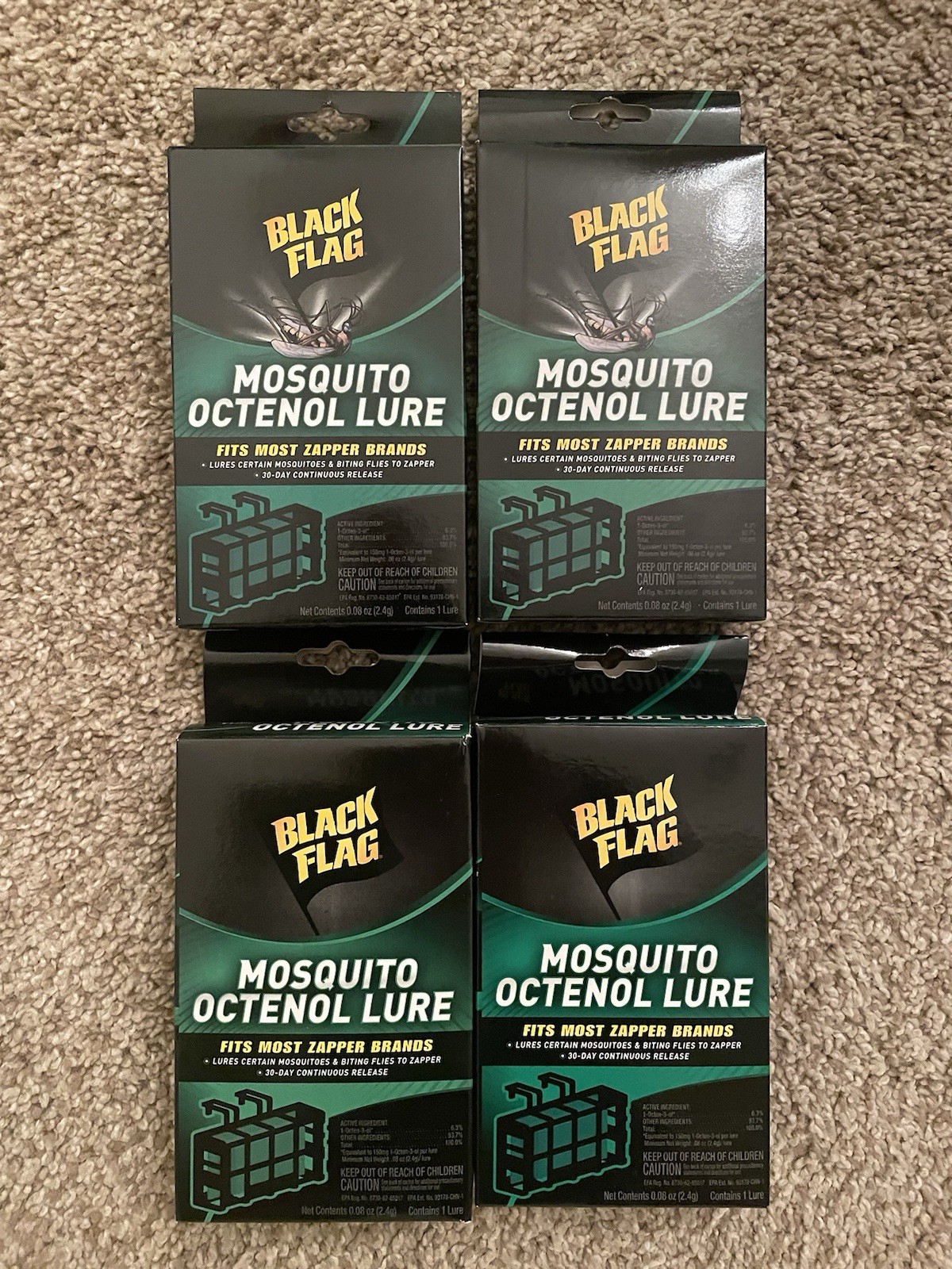 Lot of 4 Brand New Black Flag Mosquito Octenol Lures – Model BZ-OCT1