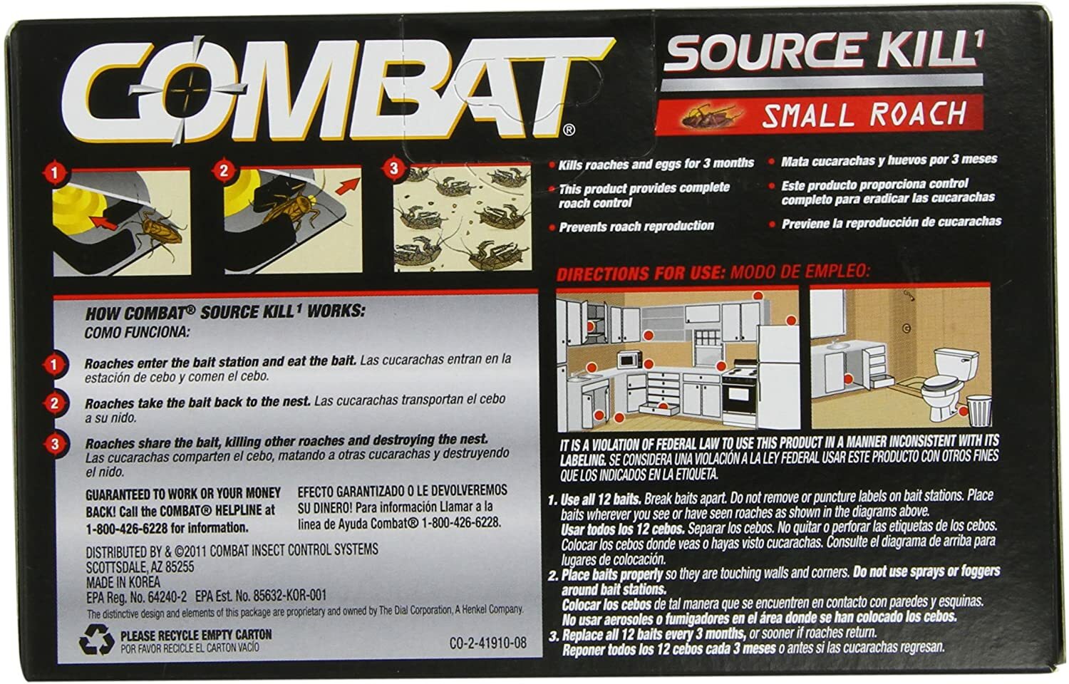 Combat 12 ROACH KILLING BAIT STATION Kills The Nest – SMALL ROACHES