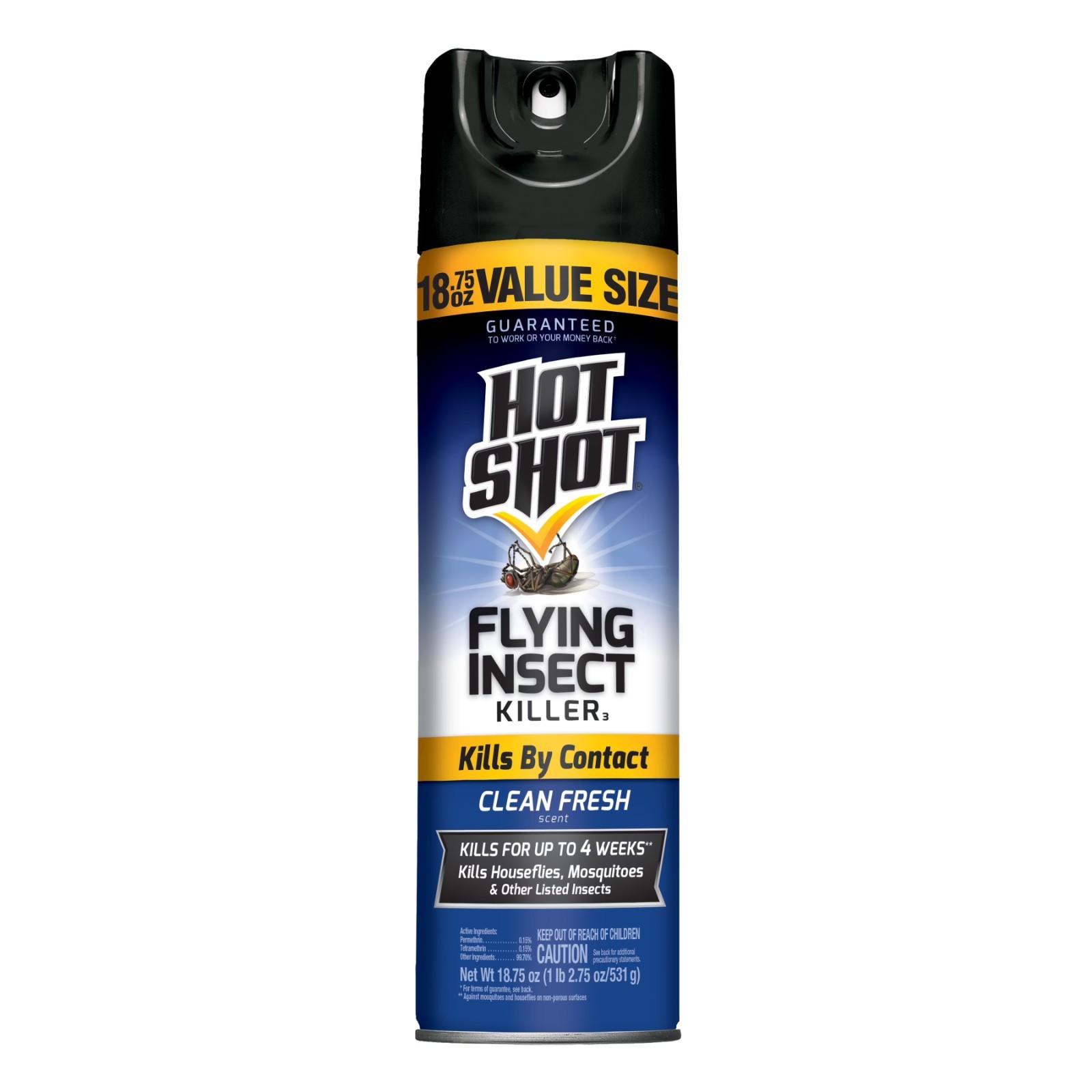 2 pack Hot Shot Flying Insect Killer Aerosol Spray, Clean Fresh Scent, 18.75 OZ