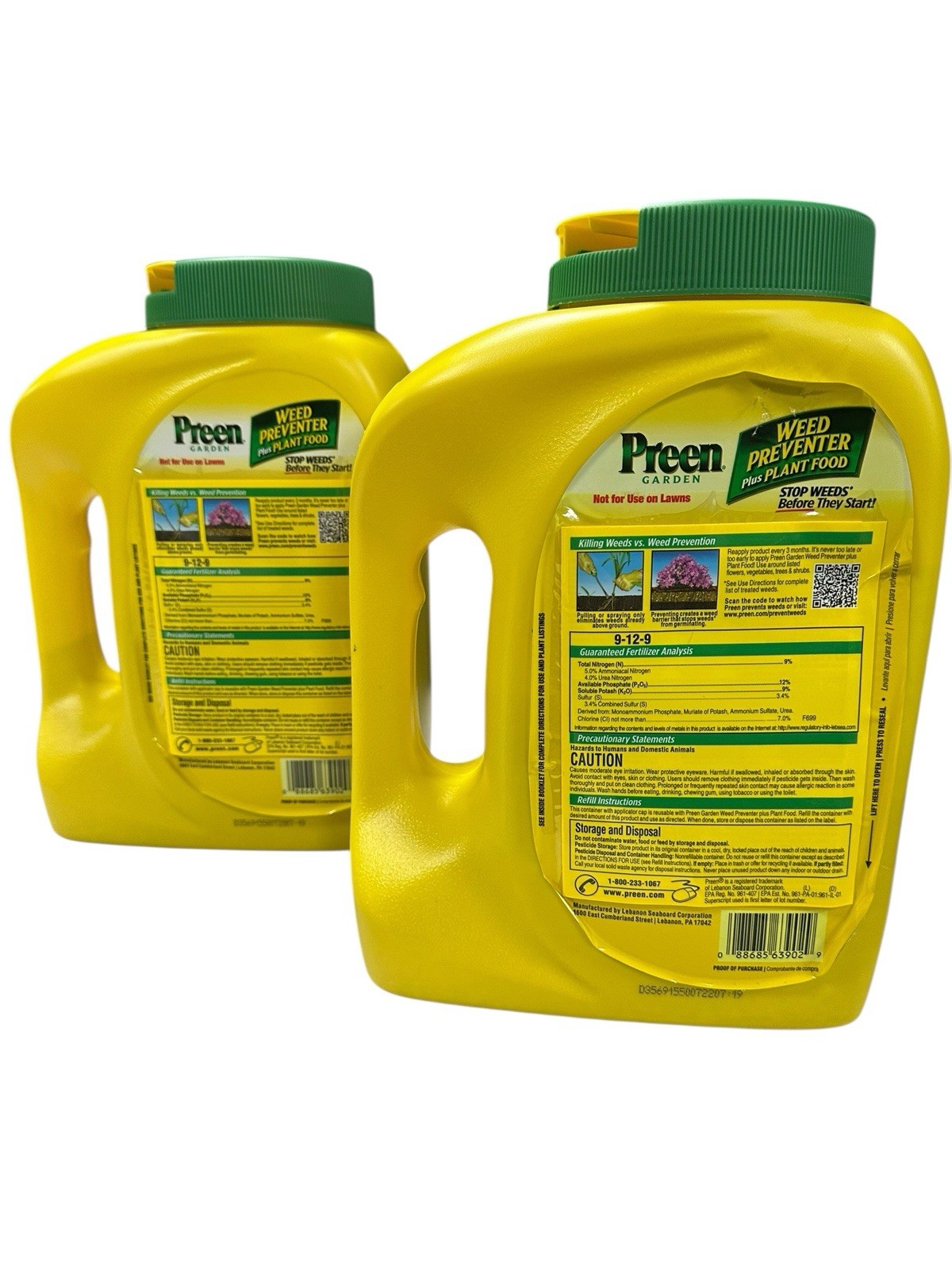 Preen Garden Weed Preventer Plus Plant Food, Set of 2, 5.62 Lbs Shaker Bottle