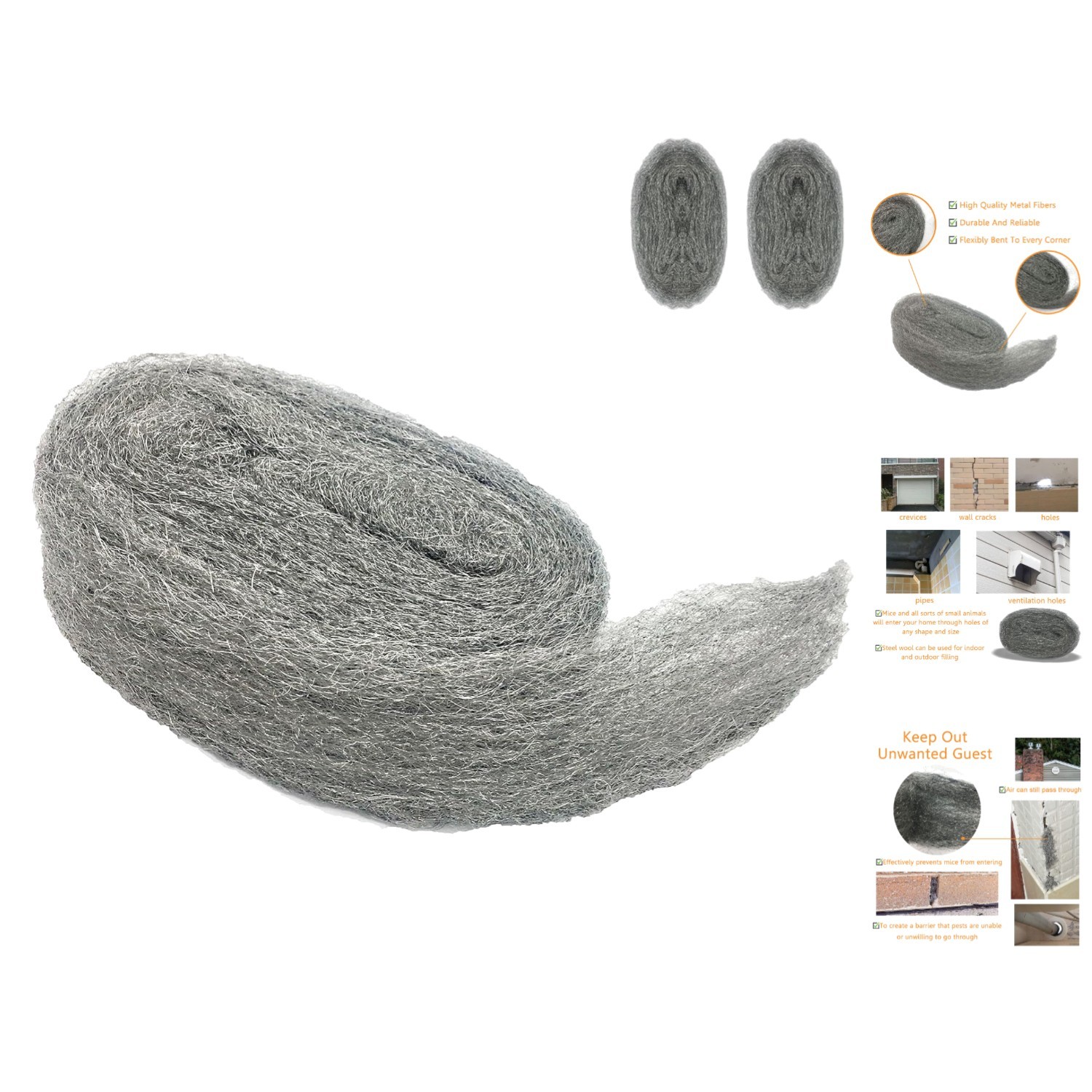 Effective 3″ Steel Wool Barrier – 10 Ft Mice Control Filler for Indoor & Outdoor