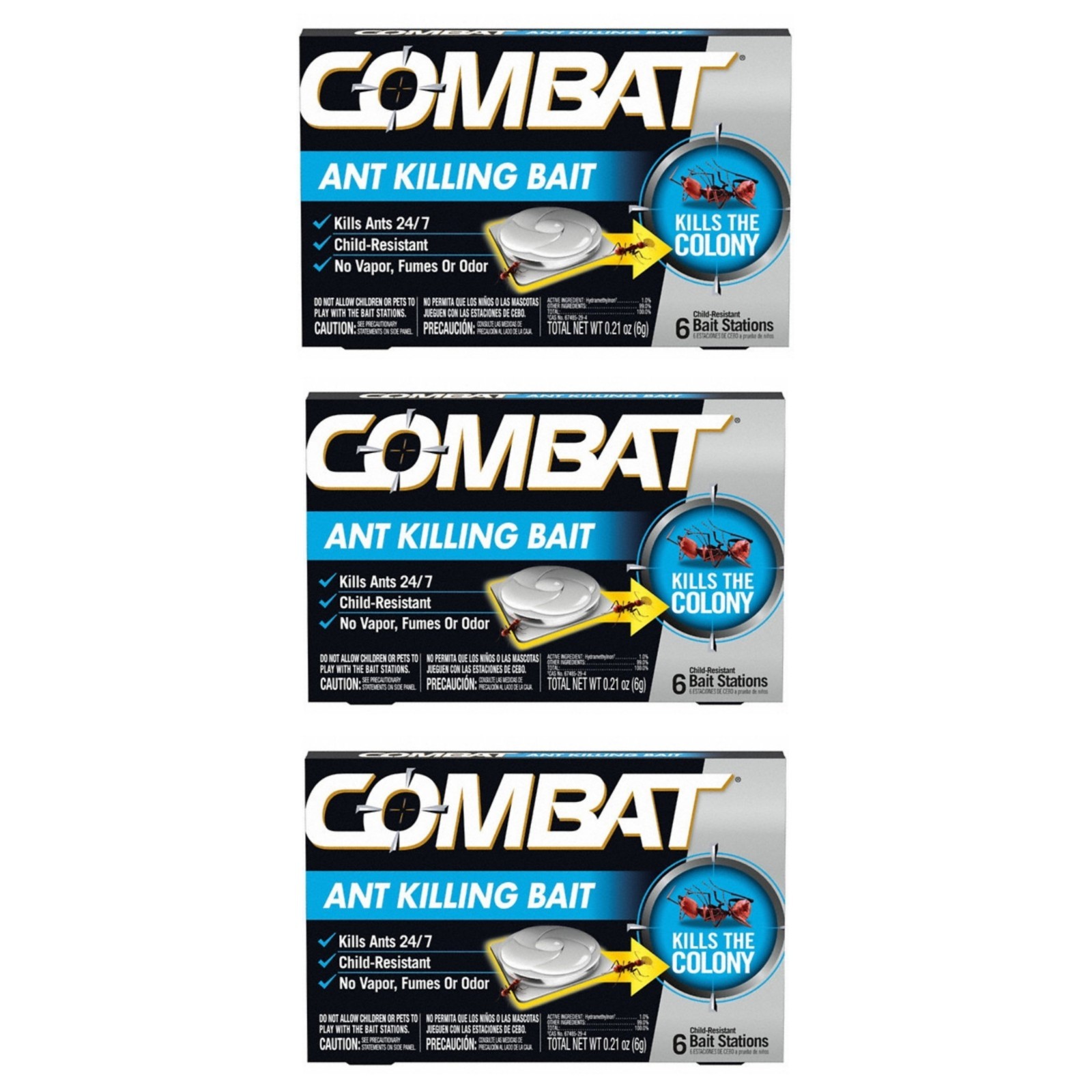 Combat Ant Bait Stations 3 Boxes 18 Traps Indoor Outdoor Ant Colony Killer
