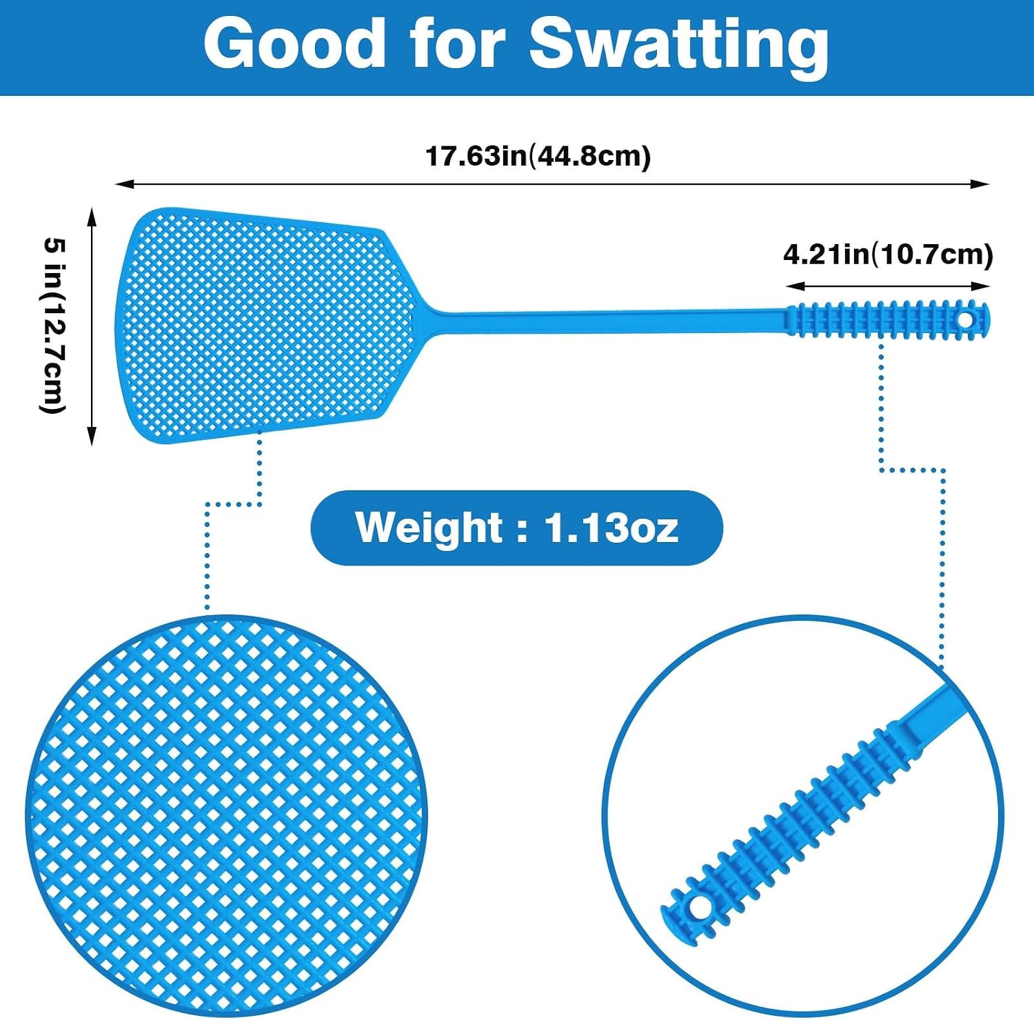 5 Pack Fly Swatter, Plastic Heavy Duty Manual Fly Killer, Long Handle