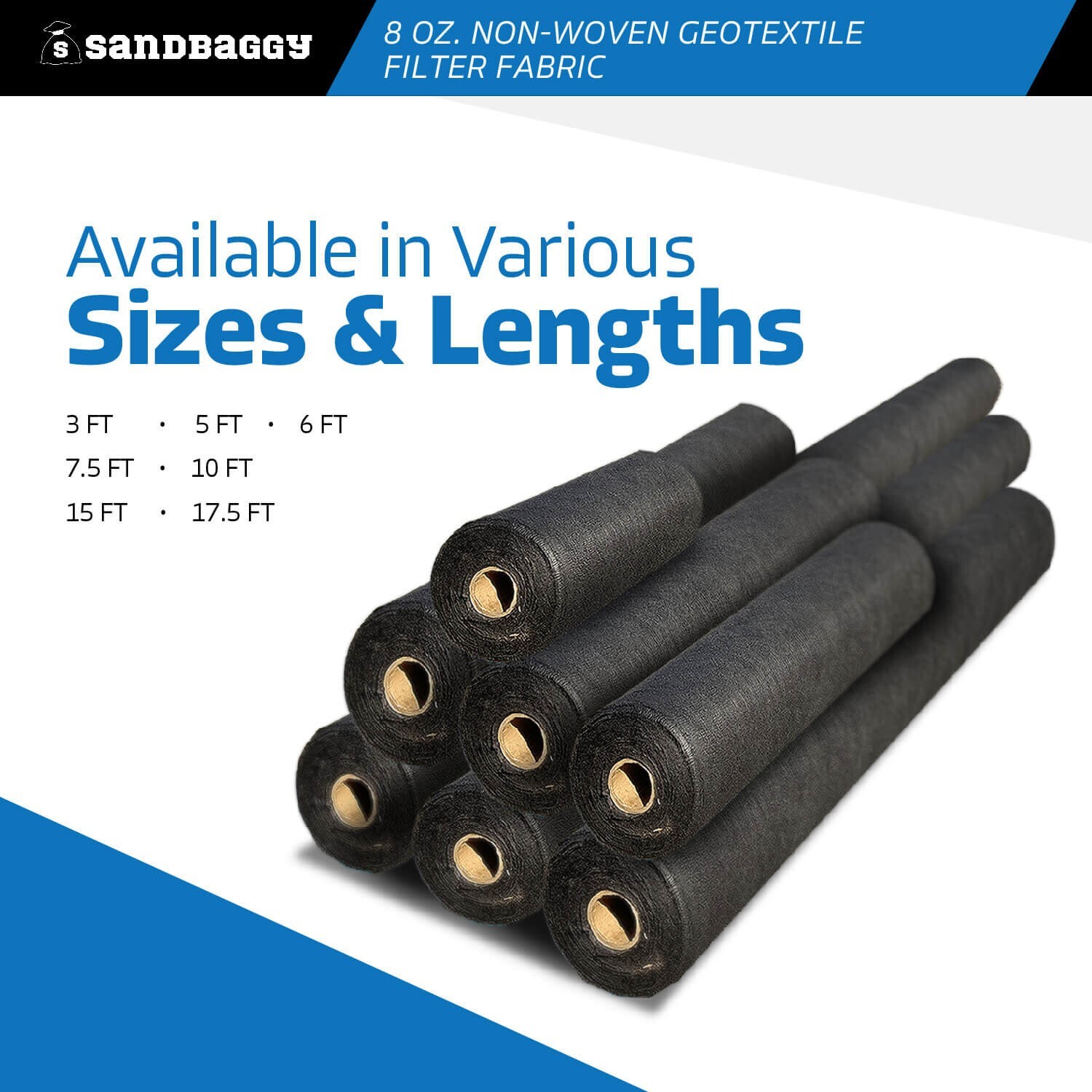 Sandbaggy Non Woven 8 oz Geotextile Landscape Fabric | 50 YEAR* | MADE IN USA