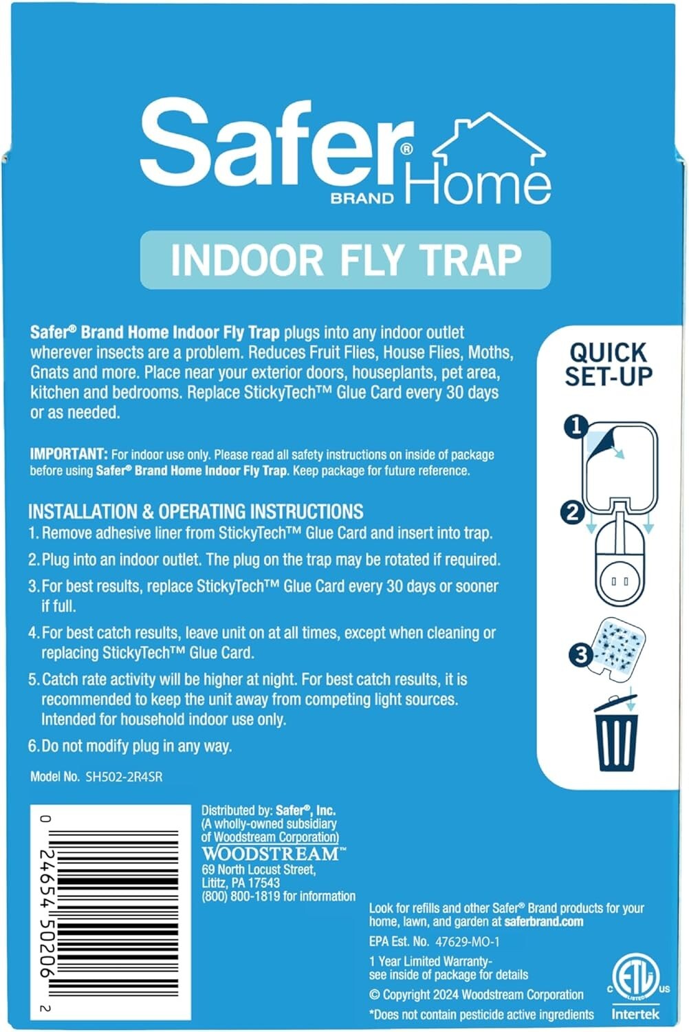 Effective Plug-in Fly Trap with UV Light – 24/7 Protection, 2 Devices Included