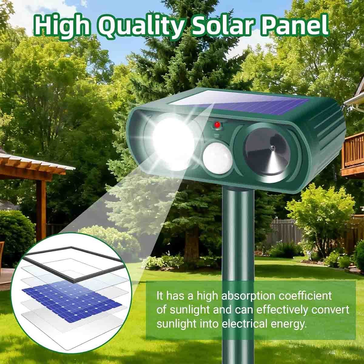 2026 New Squirrel Racoon Fortress Pro Deer Repellent, Solar Ultrasonic Animal Re