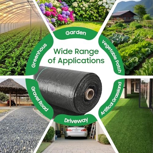 Weed Barrier Landscape Fabric, Heavy Duty Polypropylene, Black, 3FT × 100FT