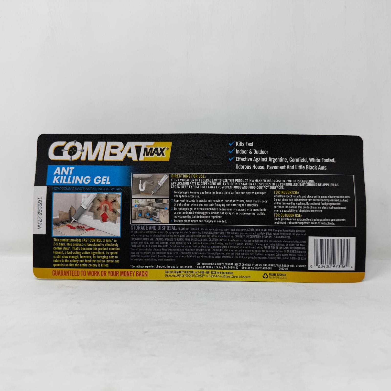 Combat Max Indoor and Outdoor Ant Killing Gel, 1 Syringe, 0.95oz (27g)