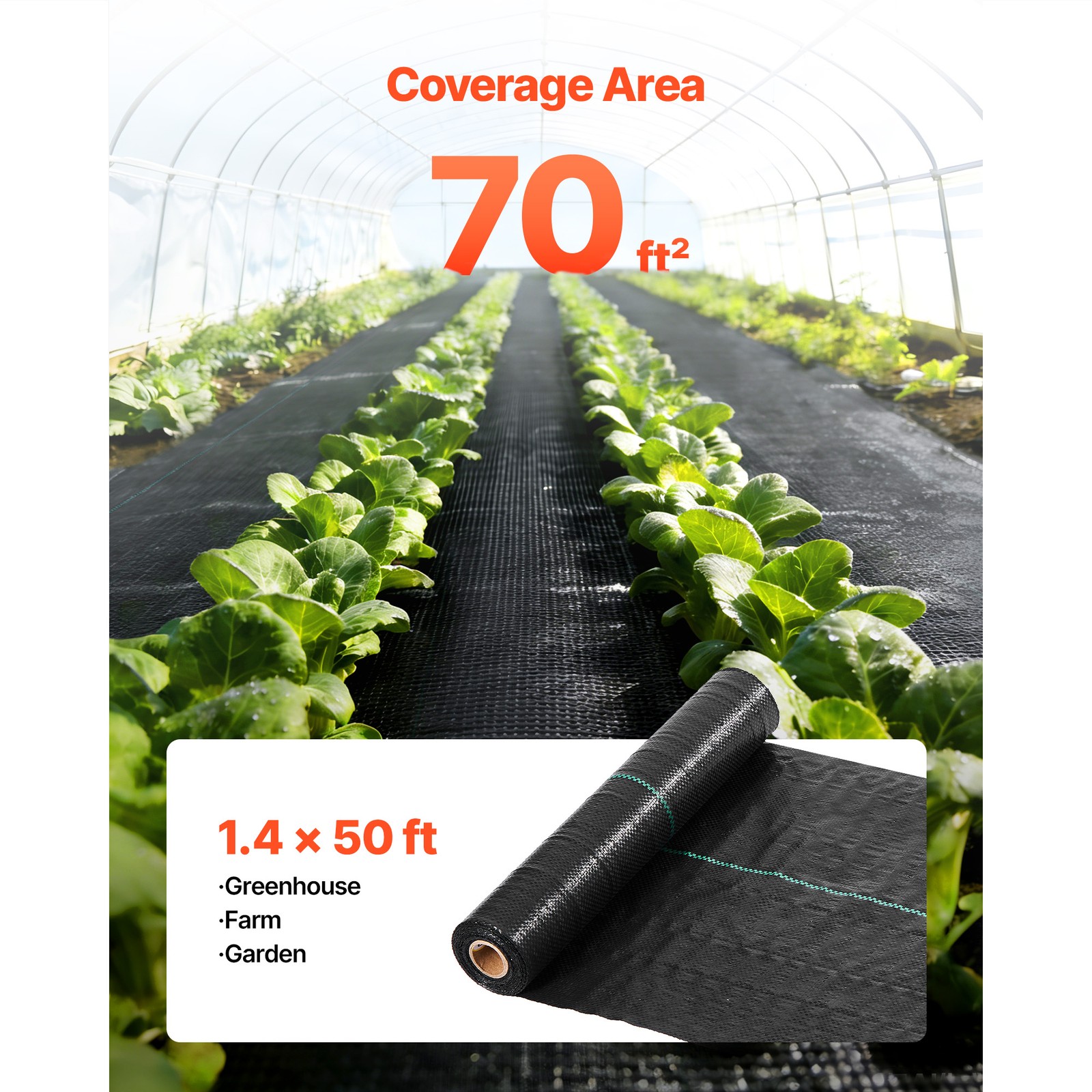 Uimoso 1.4′ x 50′ Weed Barrier Fabric 3.2 oz Ground Landscape Weed Control Cover