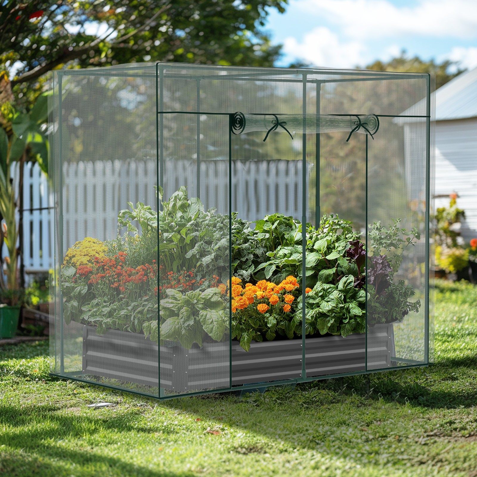 12x4x6FT Walk-in Mesh Crop Cage Plant Cover Protection Tent For Vegetable