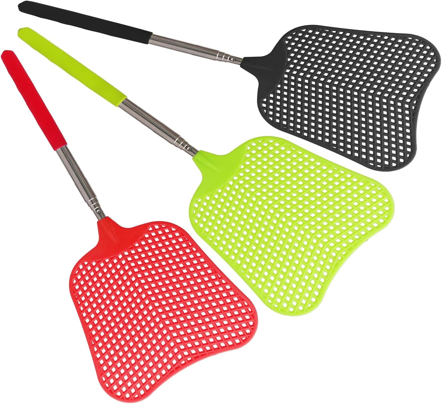 3 Pack Telescopic Fly Swatter, Plastic Fly Swatter Heavy Duty Set, Manual Flyswa