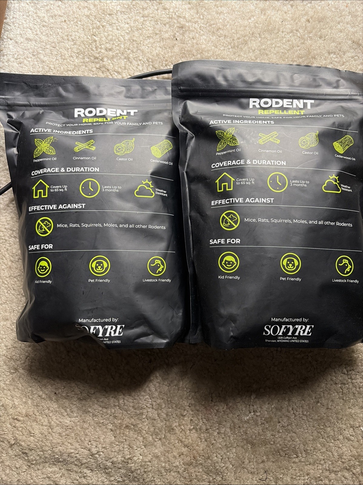 2 Bags Natural Mouse Rodent Pouches Plus Deodorizer