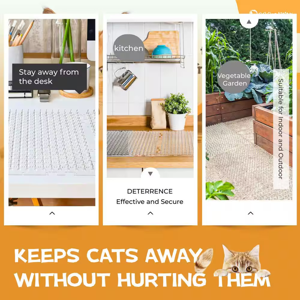10-Pack Cat Deterrent Mat, 16 X 13 In. Scat Mat with Spikes for Indoor and Outdo