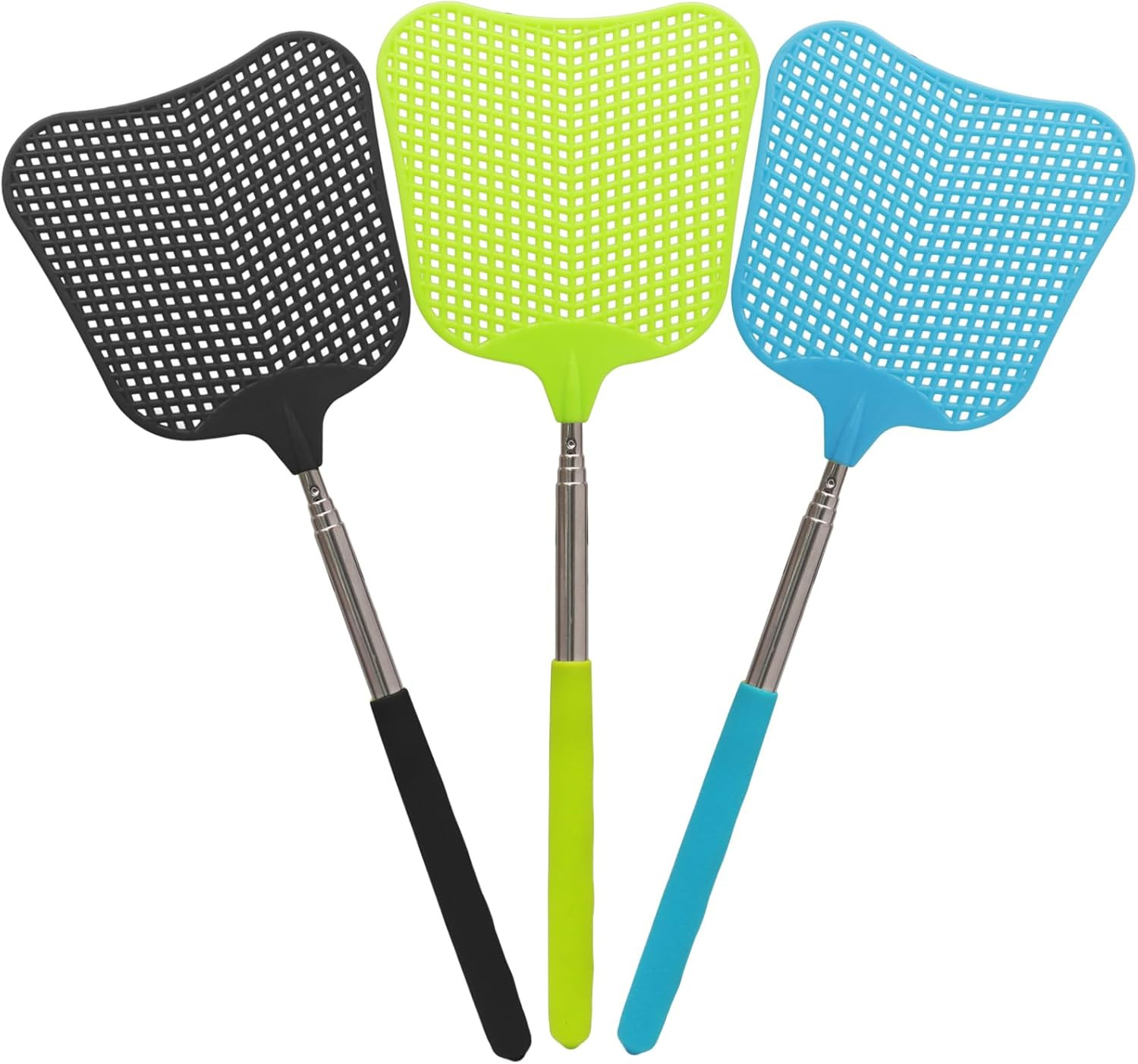 3 Pack Telescopic Fly Swatter, Plastic Fly Swatter Heavy Duty Set, Manual Flyswa