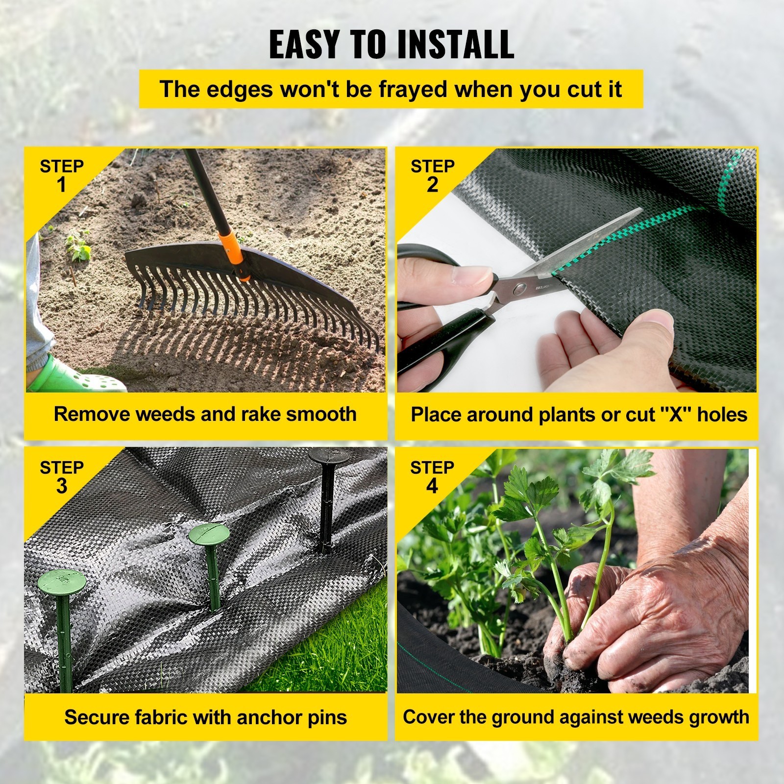 6′ x 300′ Woven Ground Cover Landscape Fabric 3.2-ounce Weed Barrier ~ H