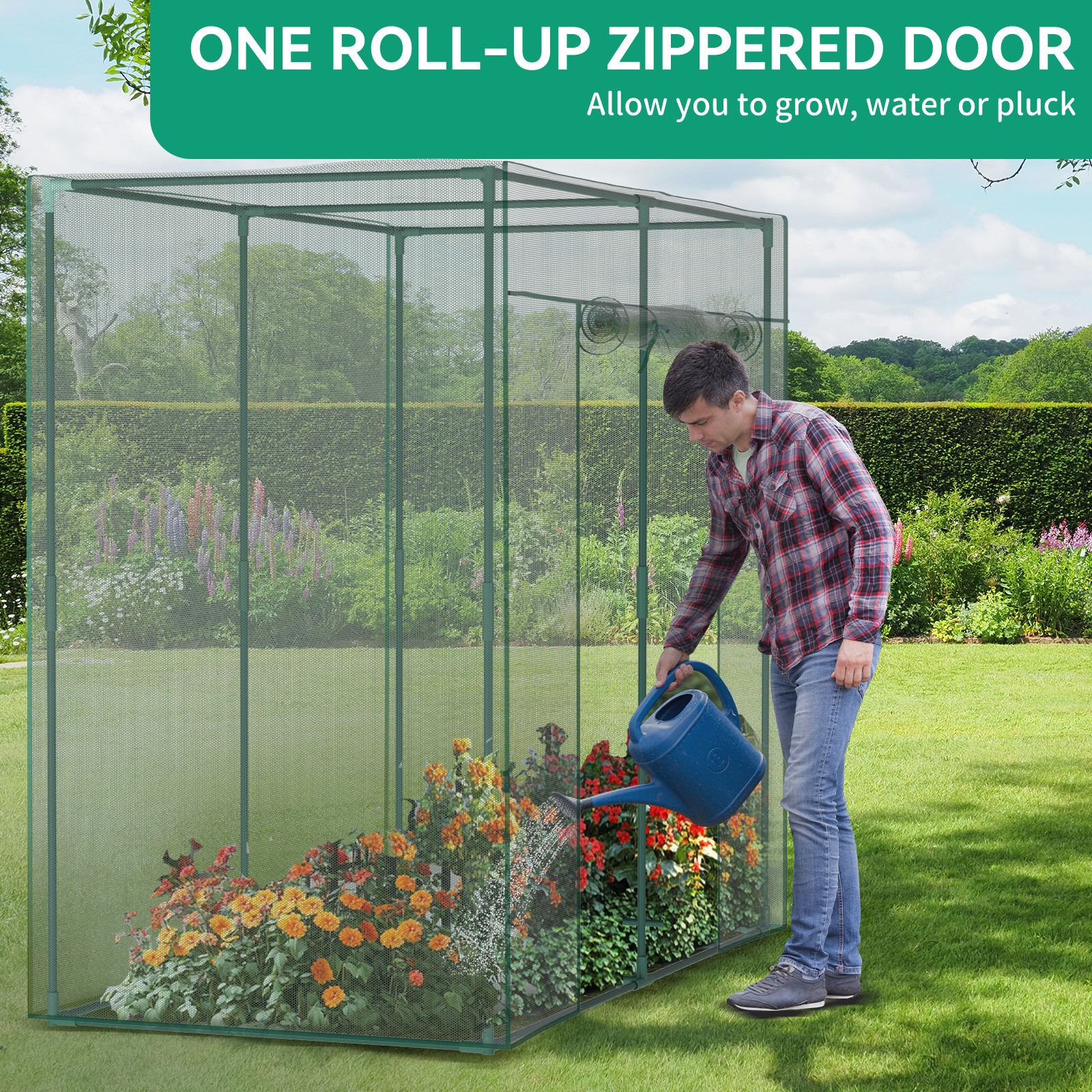 12x4x6FT Walk-in Mesh Crop Cage Plant Cover Protection Tent For Vegetable