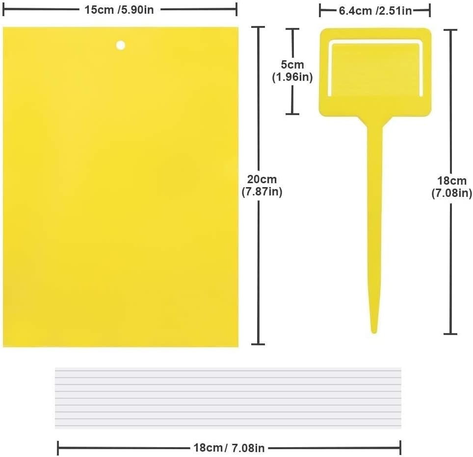 20-Pack Dual-Sided Yellow Sticky Traps for Flying Plant Insect Such as Fungus