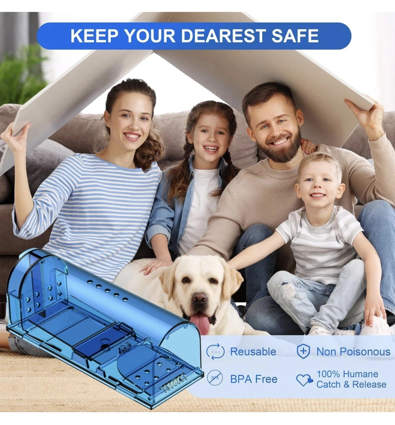 4PCS-Humane Mouse Traps Live Catch & Release No Kill Rat Mice Trap Reusable
