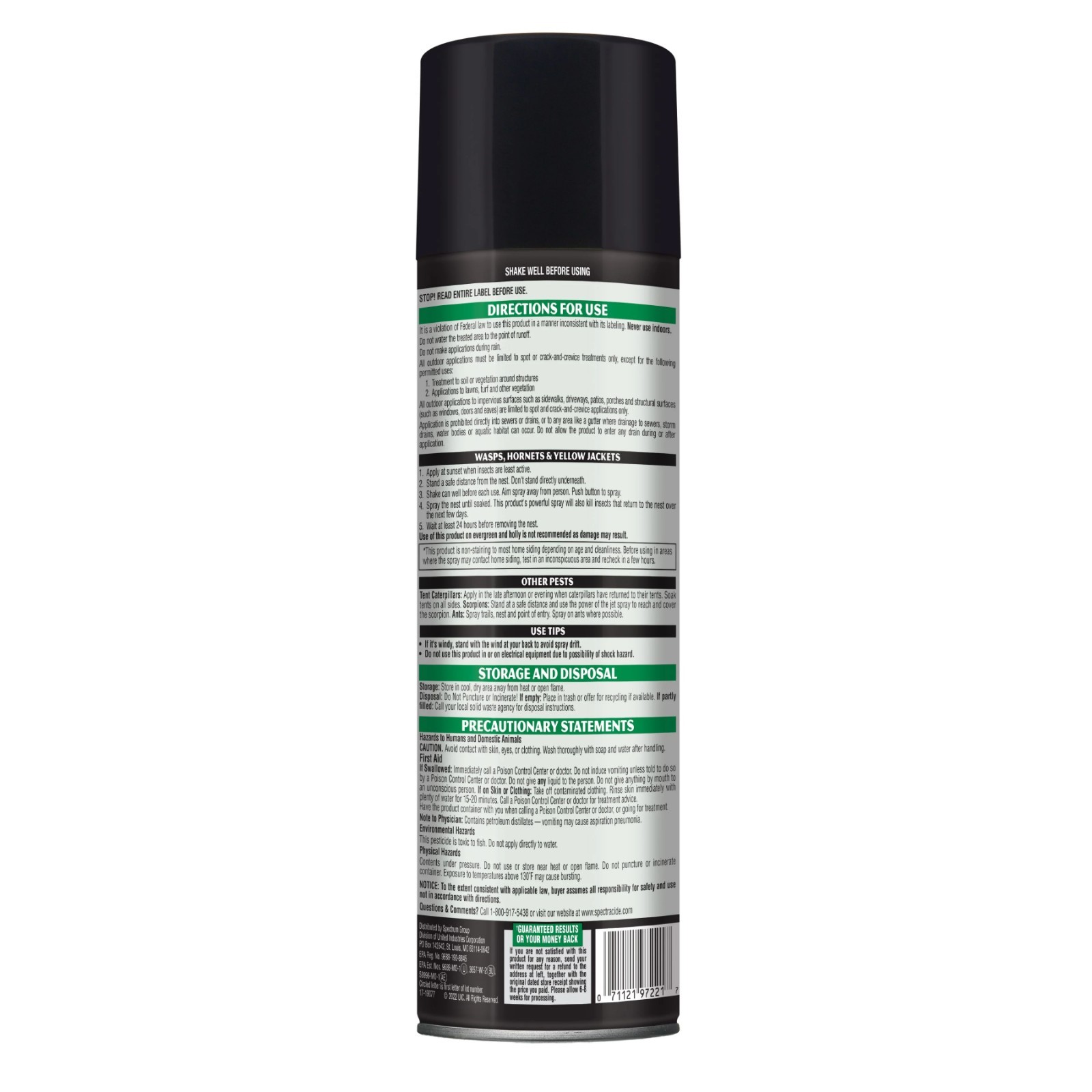 2 pack Spectracide Wasp & Hornet Killer Aerosol Spray, Non-Staining , 18.5 Ounce