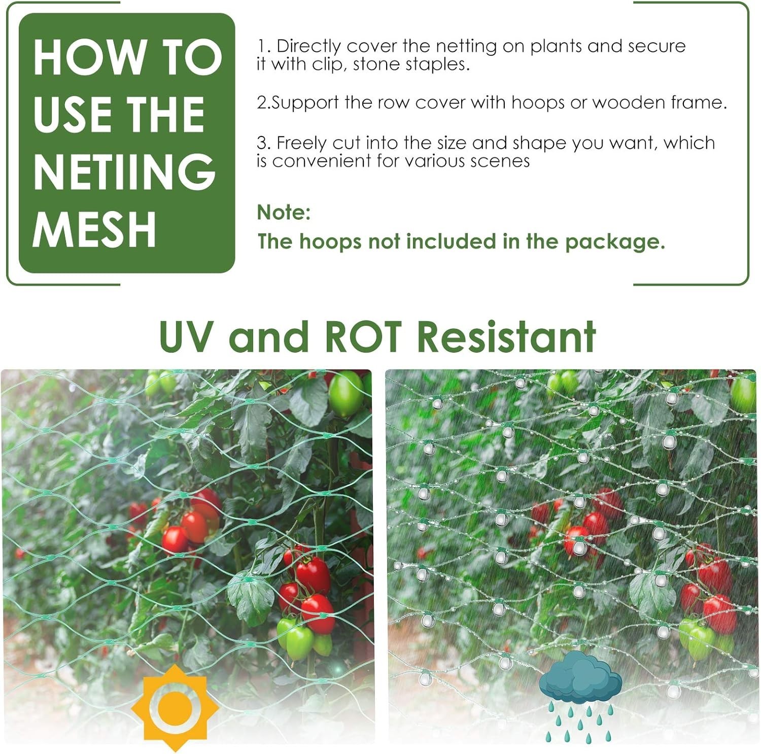 Sturdy Green Polypropylene Bird Netting 13×20 Ft – Safeguard Plants from Pests